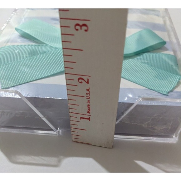 Blue Stripe Monogram Initial D 5 x 5 Paper Note Pad Acrylic Tray New - Picture 3 of 5